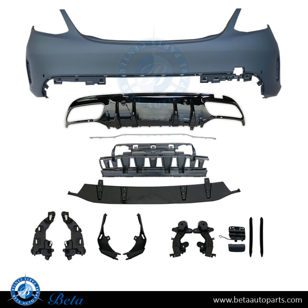 Rear Bumper with PDC and Silver Moulding AMG C63 for Mercedes C-Class W205 2019-up models, Part Number 2058853304 Rear Bumper with PDC and Silver Moulding AMG C63 for Mercedes C-Class W205 2019-up models, Part Number 2058853304